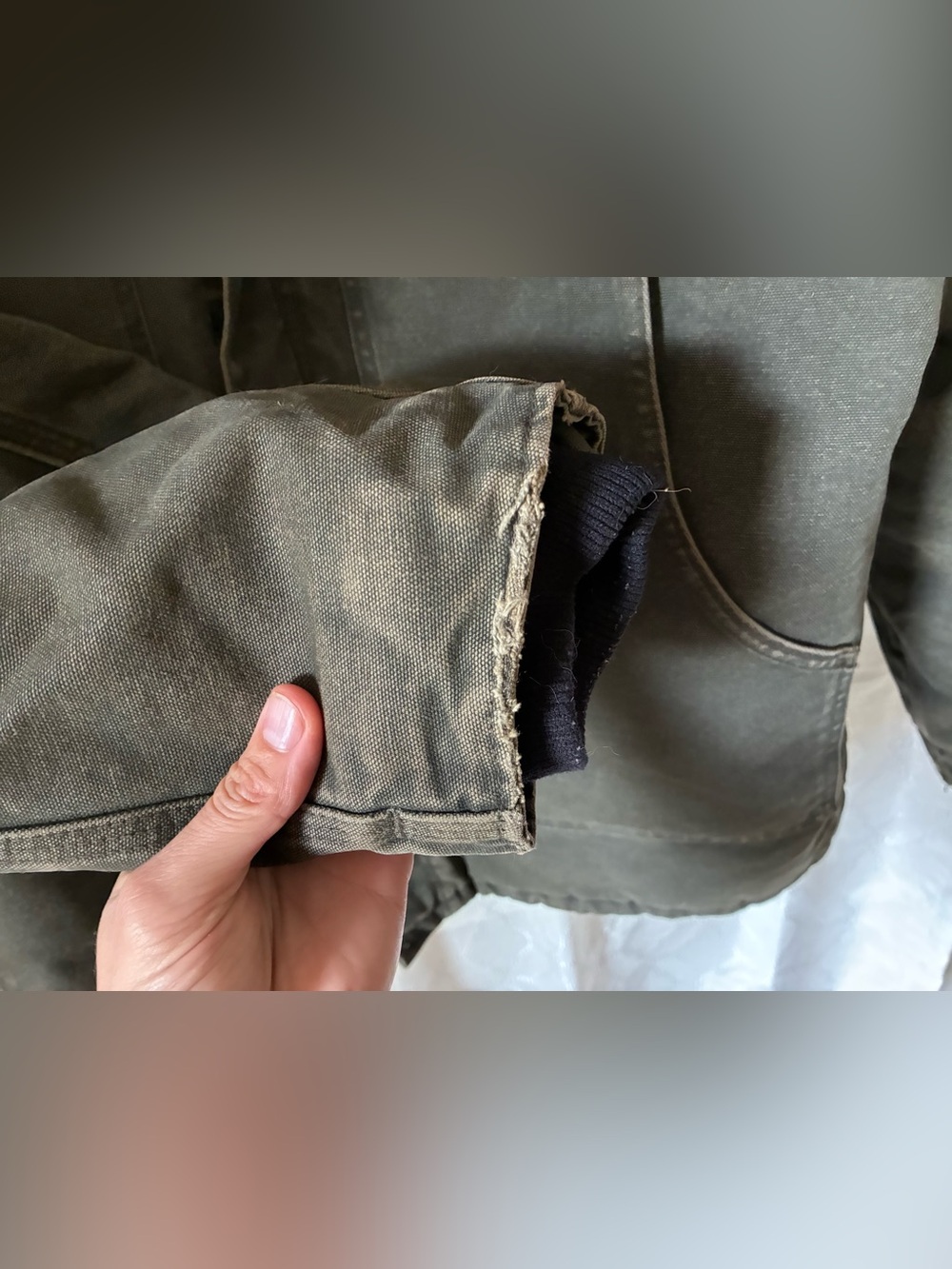 Men’s Carhartt Green Canvas Work Coat with Brown Corduroy Collar Size XXL - Picture 5 of 11